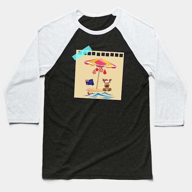 Beach Reindeer Baseball T-Shirt by Artisan